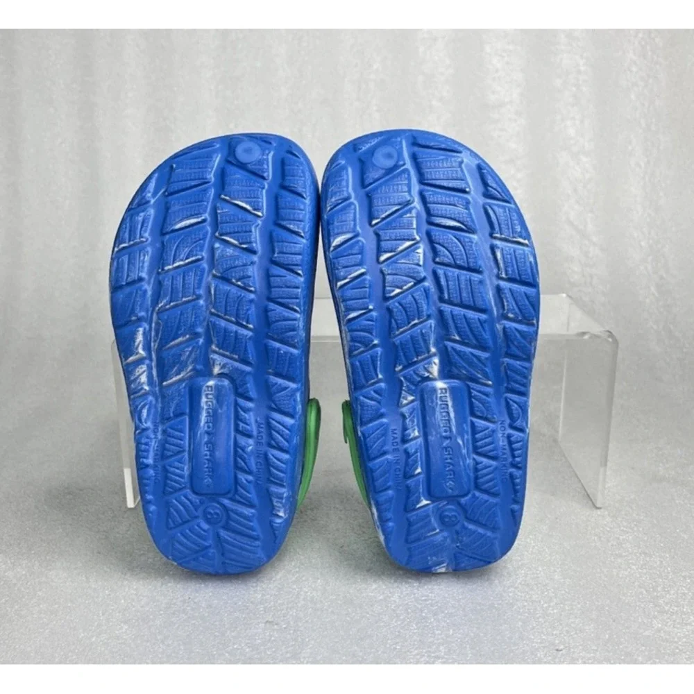 Rugged Shark Eva Clogs Lightweight Slip on Blue Green Toddler Boys Size 8 NEW